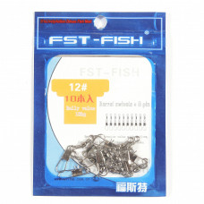 Вертлюг с карабином FST-Fish №10, 10 шт